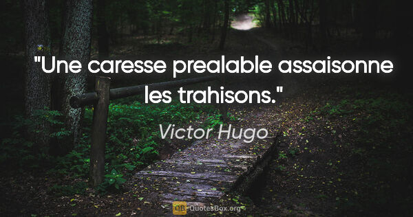 Victor Hugo citation: "Une caresse prealable assaisonne les trahisons."