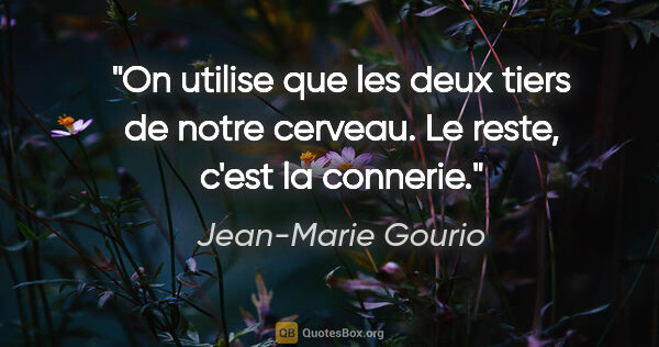 Jean-Marie Gourio citation: "On utilise que les deux tiers de notre cerveau. Le reste,..."