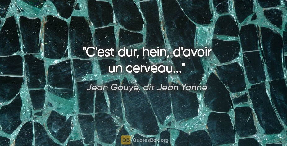 Jean Gouyé, dit Jean Yanne citation: "C'est dur, hein, d'avoir un cerveau..."