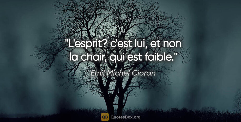 Emil Michel Cioran citation: "L'esprit? c'est lui, et non la chair, qui est faible."