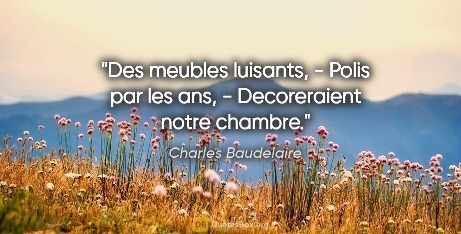 Charles Baudelaire citation: "Des meubles luisants, - Polis par les ans, - Decoreraient..."