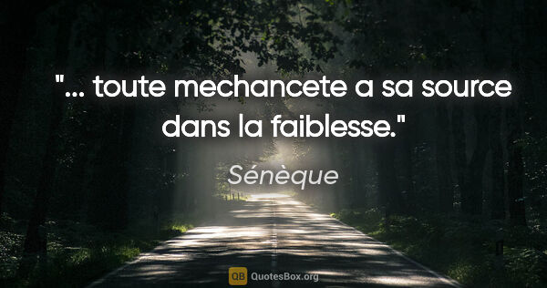 Sénèque citation: "... toute mechancete a sa source dans la faiblesse."