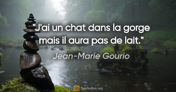 Jean-Marie Gourio citation: "J'ai un chat dans la gorge mais il aura pas de lait."