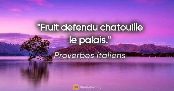 Proverbes italiens citation: "Fruit defendu chatouille le palais."