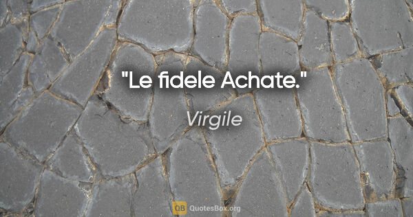 Virgile citation: "Le fidele Achate."
