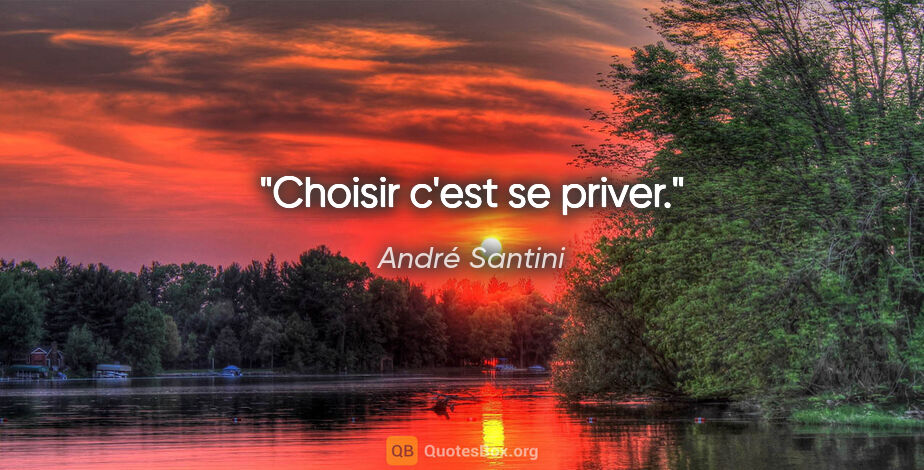 André Santini citation: "Choisir c'est se priver."