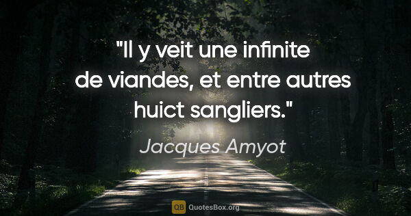 Jacques Amyot citation: "Il y veit une infinite de viandes, et entre autres huict..."