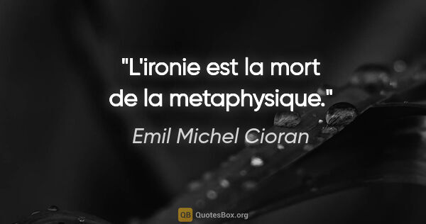Emil Michel Cioran citation: "L'ironie est la mort de la metaphysique."