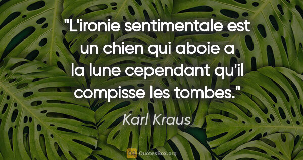 Karl Kraus citation: "L'ironie sentimentale est un chien qui aboie a la lune..."