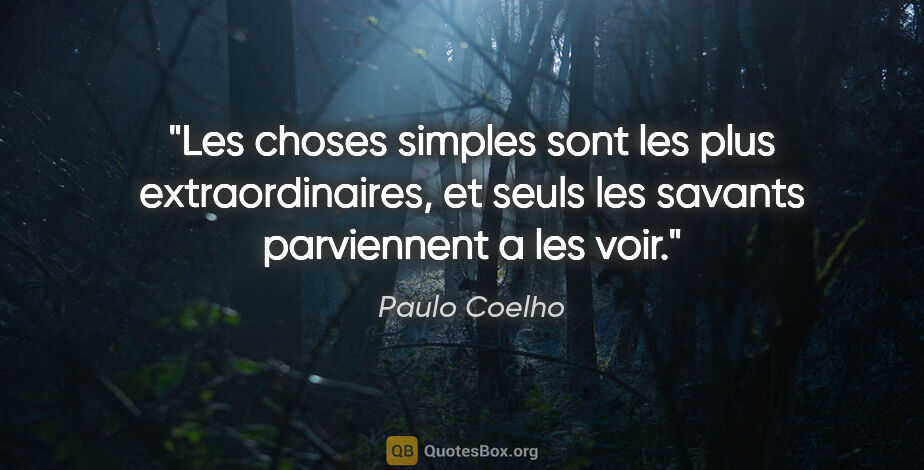 Paulo Coelho citation: "Les choses simples sont les plus extraordinaires, et seuls les..."