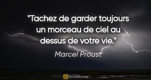 Marcel Proust citation: "Tachez de garder toujours un morceau de ciel au dessus de..."
