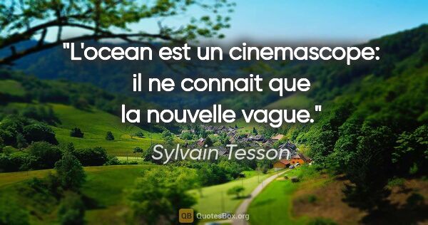 Sylvain Tesson citation: "L'ocean est un cinemascope: il ne connait que la nouvelle vague."