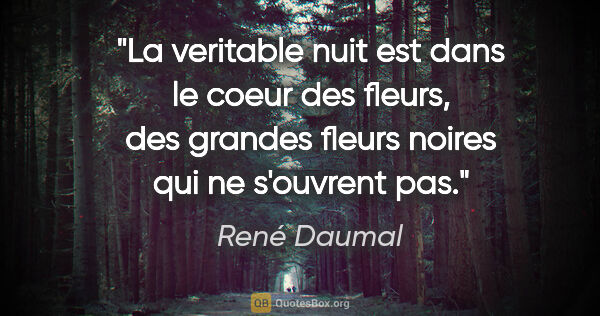 René Daumal citation: "La veritable nuit est dans le coeur des fleurs, des grandes..."