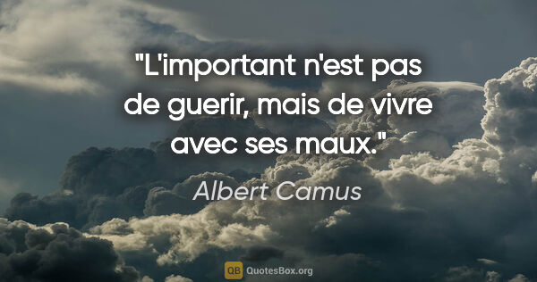 Albert Camus citation: "L'important n'est pas de guerir, mais de vivre avec ses maux."
