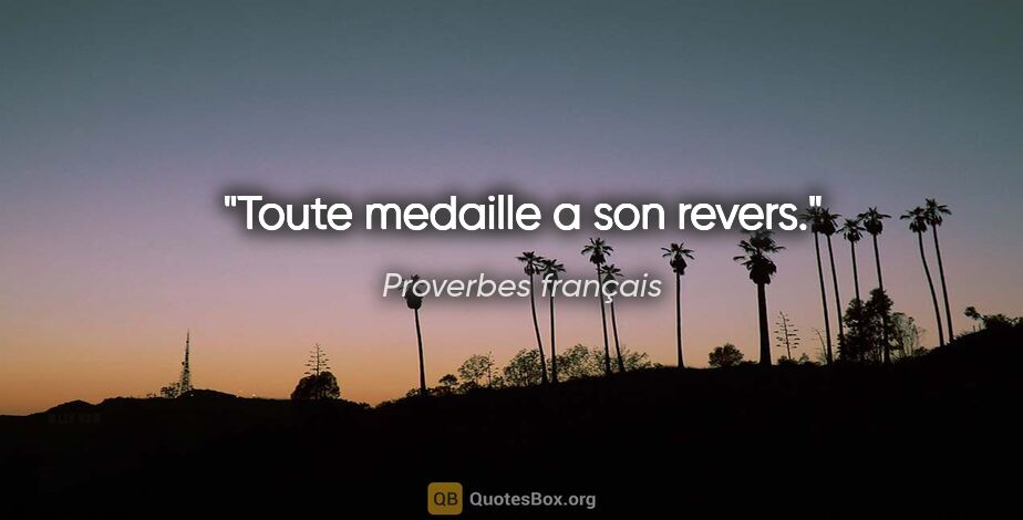 Proverbes français citation: "Toute medaille a son revers."