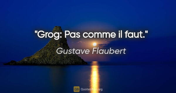 Gustave Flaubert citation: "Grog: Pas comme il faut."