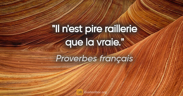 Proverbes français citation: "Il n'est pire raillerie que la vraie."