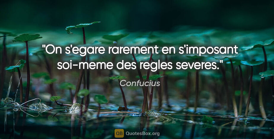 Confucius citation: "On s'egare rarement en s'imposant soi-meme des regles severes."