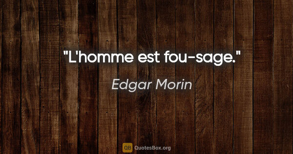 Edgar Morin citation: "L'homme est fou-sage."