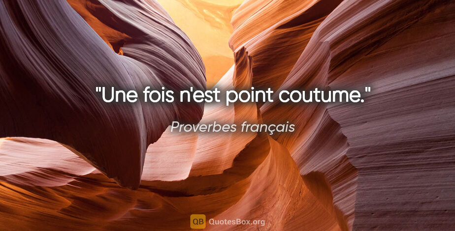 Proverbes français citation: "Une fois n'est point coutume."