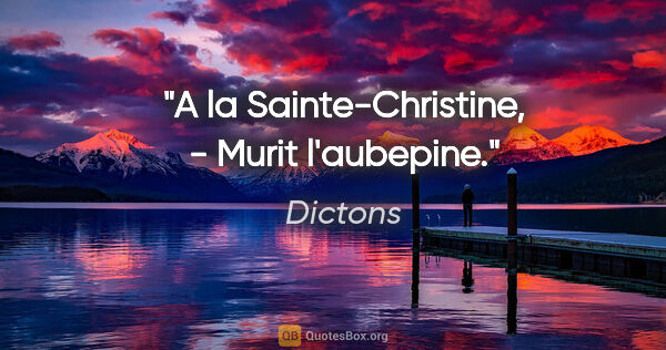 Dictons citation: "A la Sainte-Christine, - Murit l'aubepine."