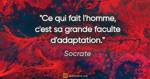 Socrate citation: "Ce qui fait l'homme, c'est sa grande faculte d'adaptation."