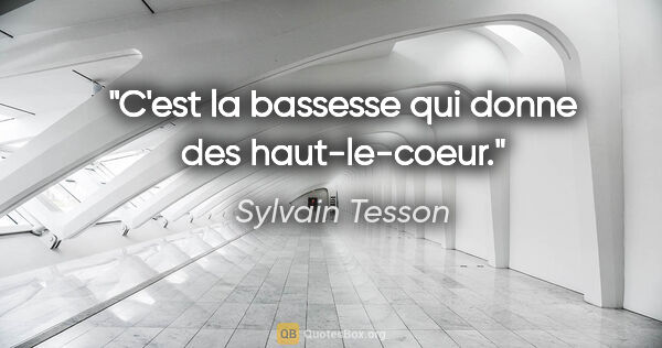 Sylvain Tesson citation: "C'est la bassesse qui donne des haut-le-coeur."
