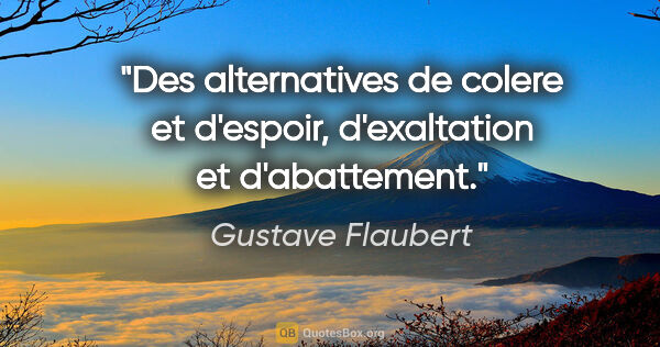 Gustave Flaubert citation: "Des alternatives de colere et d'espoir, d'exaltation et..."