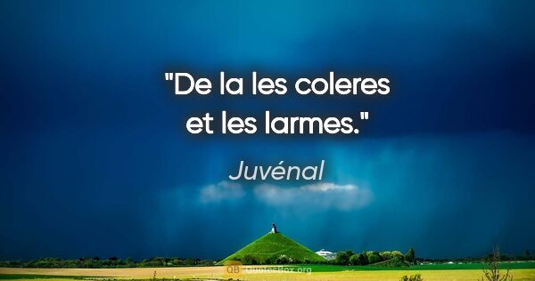 Juvénal citation: "De la les coleres et les larmes."