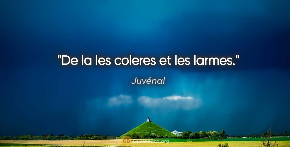 Juvénal citation: "De la les coleres et les larmes."