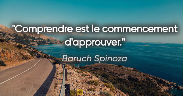 Baruch Spinoza citation: "Comprendre est le commencement d'approuver."