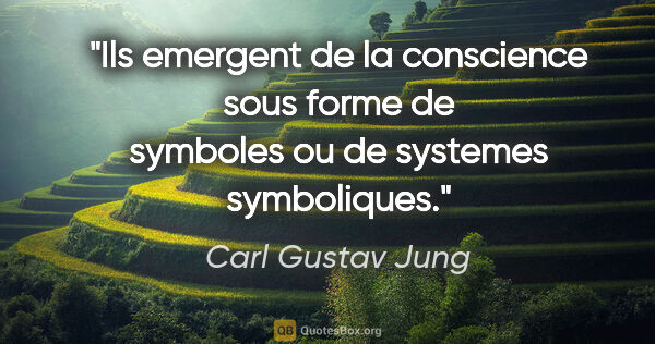 Carl Gustav Jung citation: "Ils emergent de la conscience sous forme de symboles ou de..."