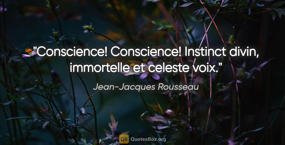 Jean-Jacques Rousseau citation: "Conscience! Conscience! Instinct divin, immortelle et celeste..."