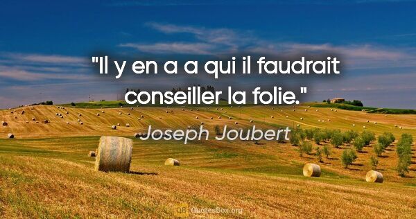 Joseph Joubert citation: "Il y en a a qui il faudrait conseiller la folie."