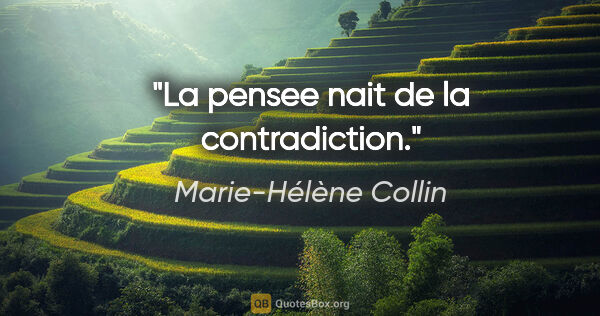 Marie-Hélène Collin citation: "La pensee nait de la contradiction."