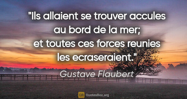 Gustave Flaubert citation: "Ils allaient se trouver accules au bord de la mer; et toutes..."