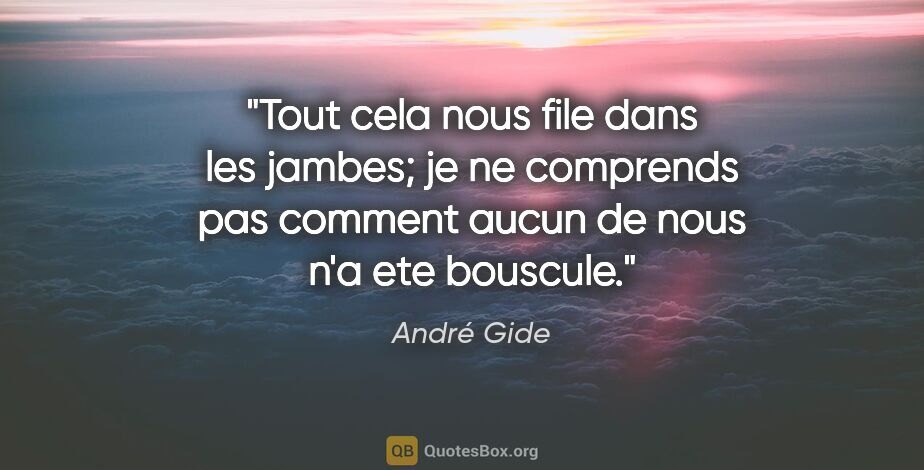 André Gide citation: "Tout cela nous file dans les jambes; je ne comprends pas..."