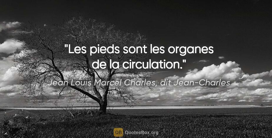 Jean Louis Marcel Charles, dit Jean-Charles citation: "Les pieds sont les organes de la circulation."
