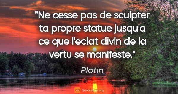 Plotin citation: "Ne cesse pas de sculpter ta propre statue jusqu'a ce que..."