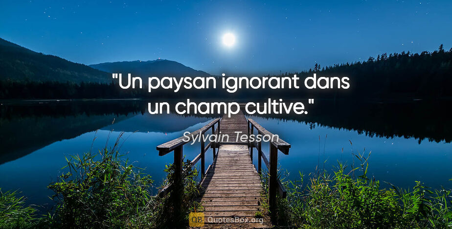 Sylvain Tesson citation: "Un paysan ignorant dans un champ cultive."