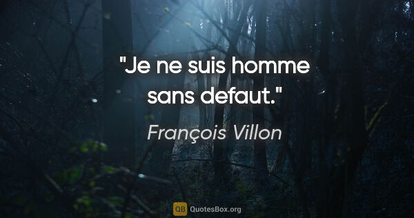François Villon citation: "Je ne suis homme sans defaut."