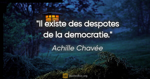 Achille Chavée citation: "Il existe des despotes de la democratie."