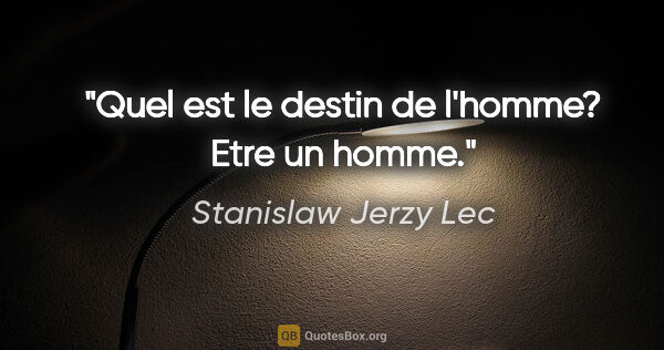 Stanislaw Jerzy Lec citation: "Quel est le destin de l'homme? Etre un homme."