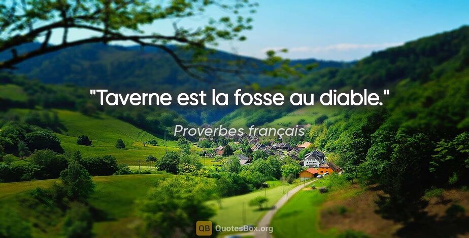 Proverbes français citation: "Taverne est la fosse au diable."