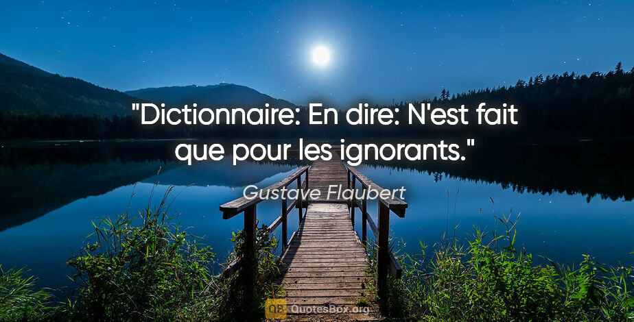 Gustave Flaubert citation: "Dictionnaire: En dire: «N'est fait que pour les ignorants.»"