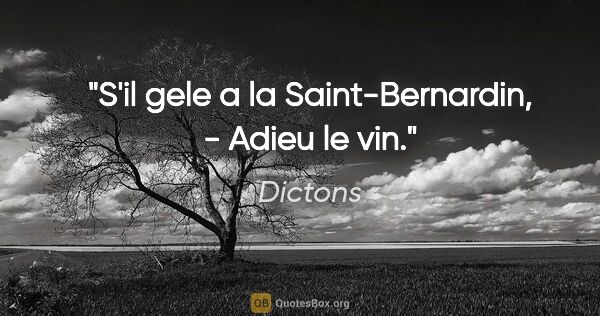 Dictons citation: "S'il gele a la Saint-Bernardin, - Adieu le vin."