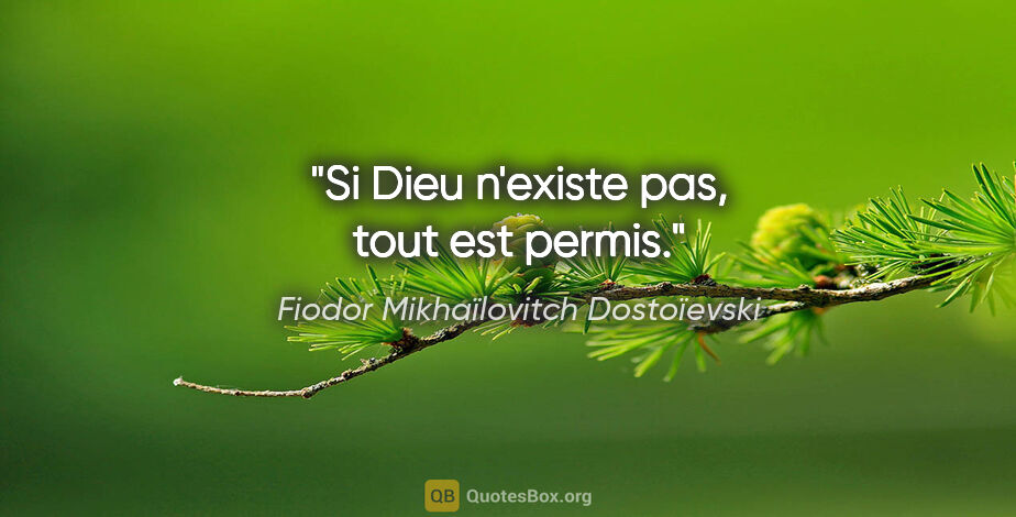 Fiodor Mikhaïlovitch Dostoïevski citation: "Si Dieu n'existe pas, tout est permis."