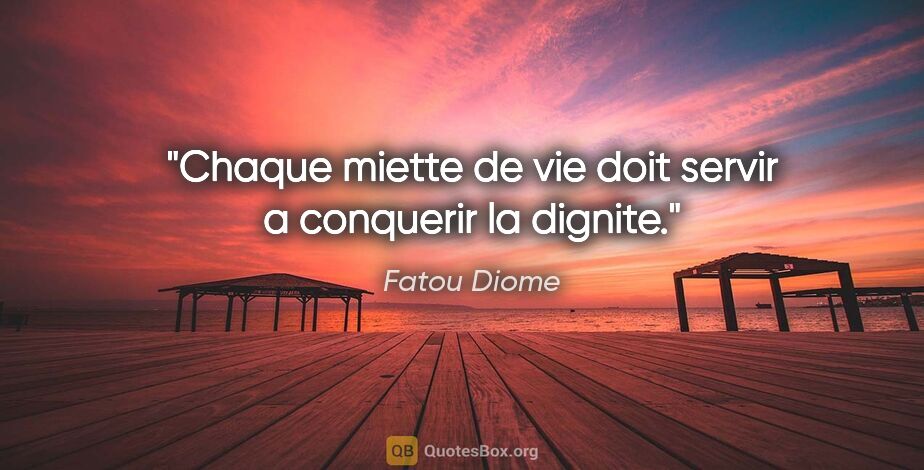 Fatou Diome citation: "Chaque miette de vie doit servir a conquerir la dignite."