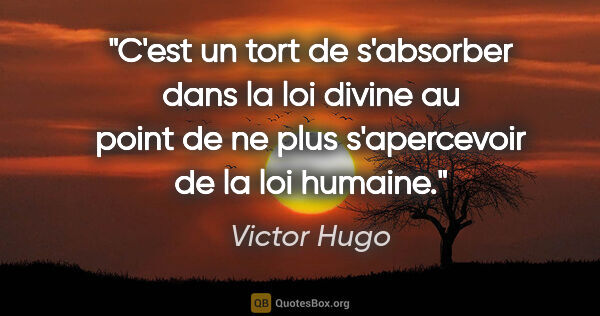 Victor Hugo citation: "C'est un tort de s'absorber dans la loi divine au point de ne..."