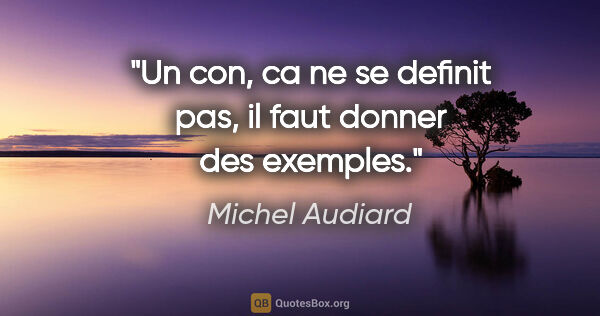 Michel Audiard citation: "Un con, ca ne se definit pas, il faut donner des exemples."